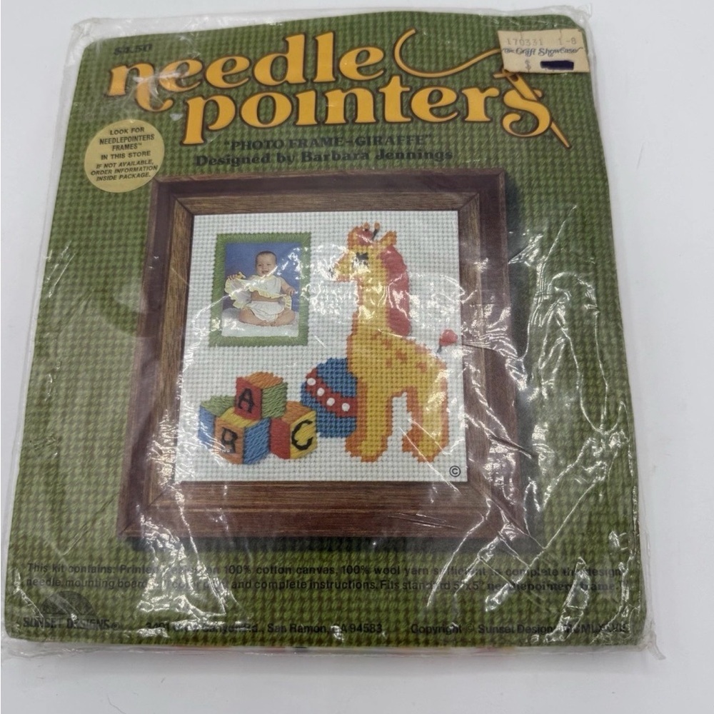 Vintage Needle Pointers Photo Frame Giraffe Needlepoint Kit 5612 Sunset Designs
